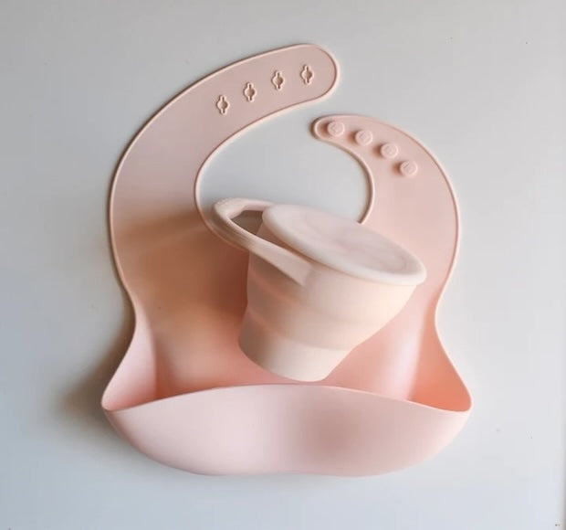 Soft Bib + Snack Cup Combo Pink
