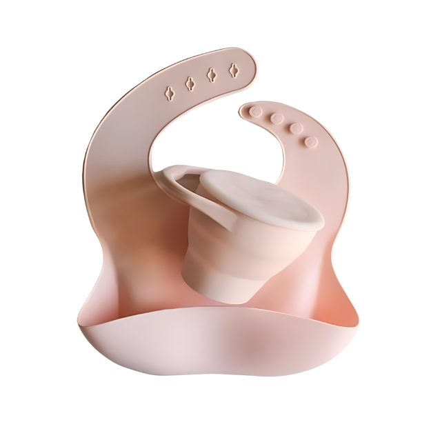 Soft Bib + Snack Cup Combo Pink