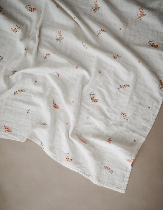 Mushie Organic Swaddle - Flowers