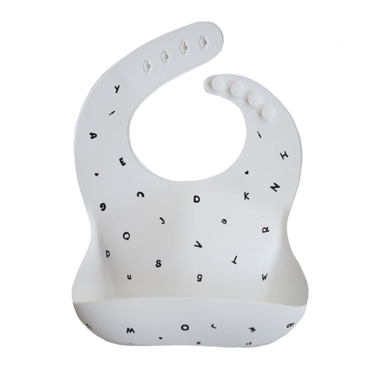 Mushie Silicone Bib- White Letters