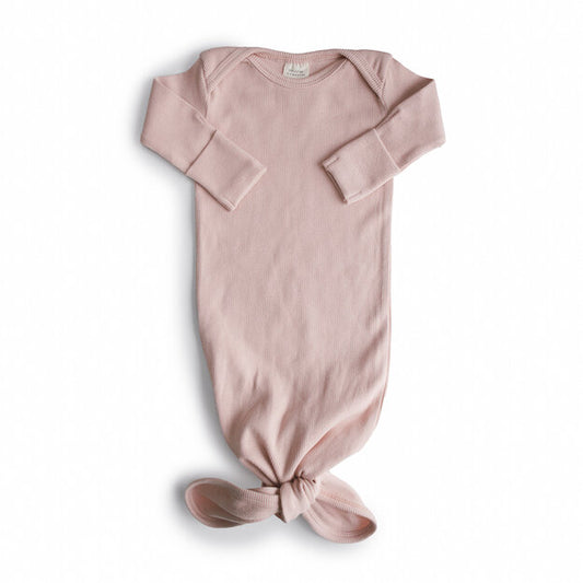 Mushie Ribbed Knotted Gown (Blush)