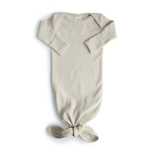 Mushie  Ribbed Knotted Gown (Ivory)