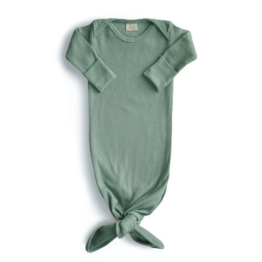 Mushie Ribbed Knotted Gown (Roman Green)