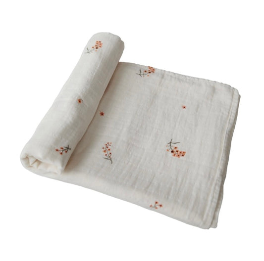 Mushie Organic Swaddle - Flowers